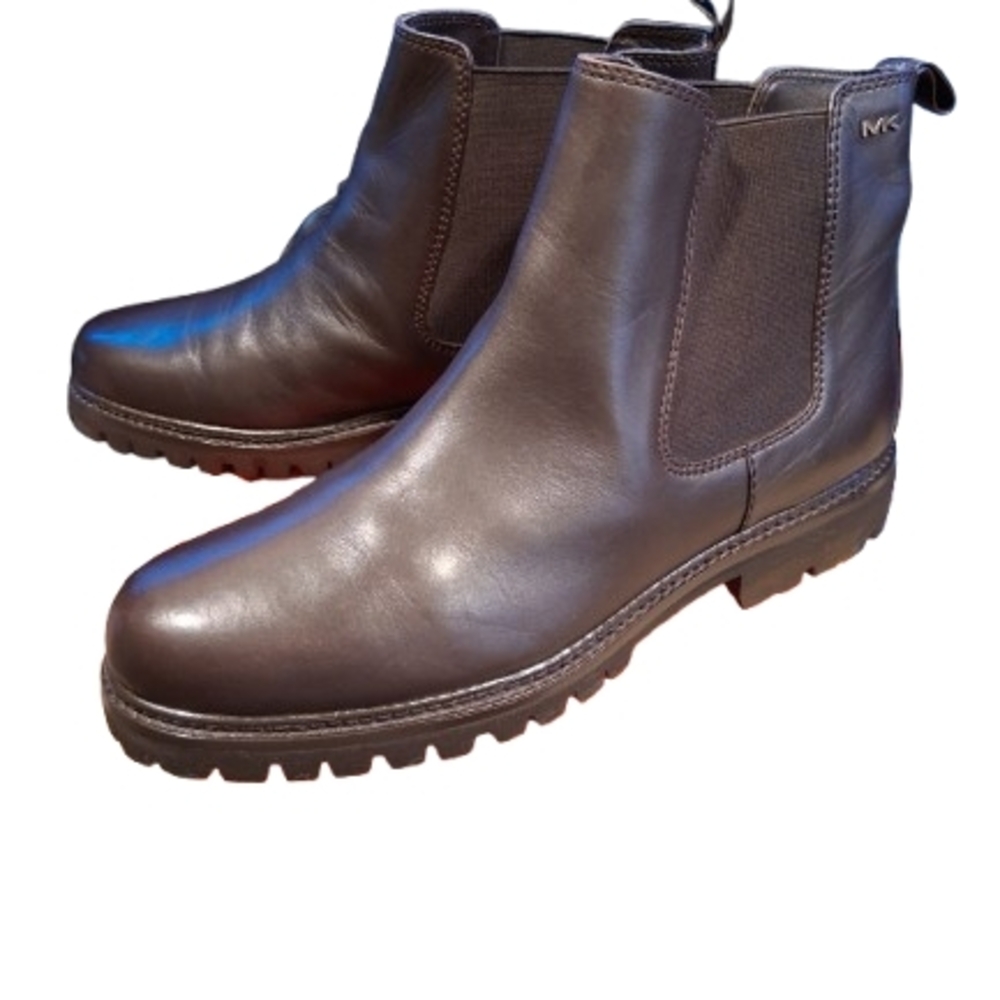 Michael Kors Mens Brown Leather Chelsea Boots Lug Sole Size 10.5 - Picture 4 of 8
